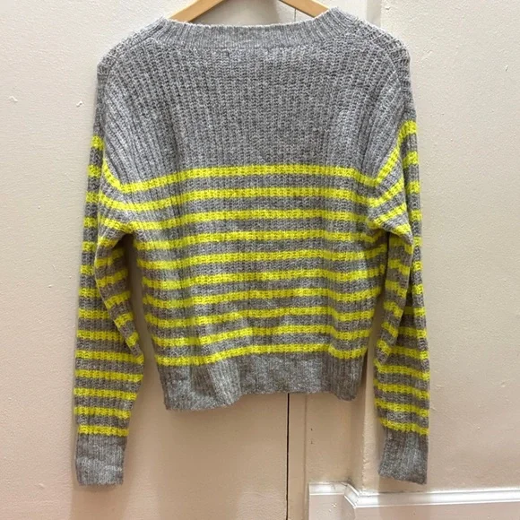 Anthropologie Gray and Yellow Striped Sweater XSP - Picture 7 of 8